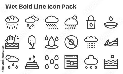 Wet Vector Set - 18 Bold Line Icons