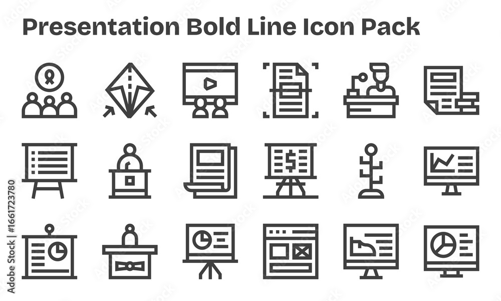 Fototapeta premium 18 Icons for Presentation in Bold Line Format