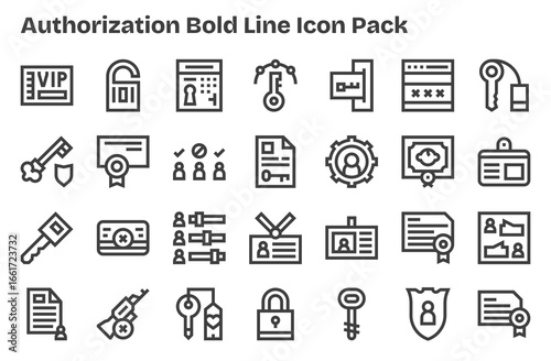 Authorization - 28 Extra Bold Line Vector Illustrations