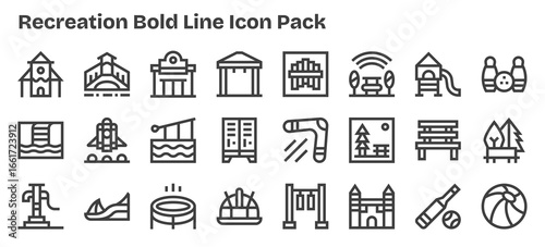 Recreation Design Icons - 24 in Bold Outline Style