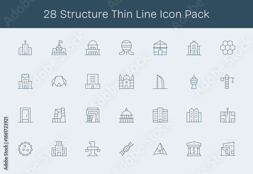 Structure Design Icons - 28 in Thin Line Style