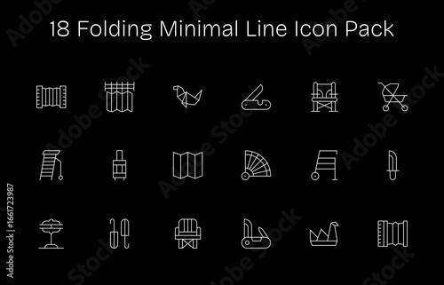 Folding Design Icons - 18 in Minimal Line Style