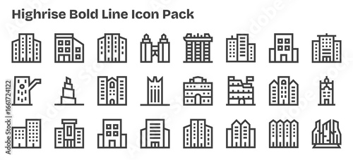 24 Bold Outline Designs - HighRise Vector Icons