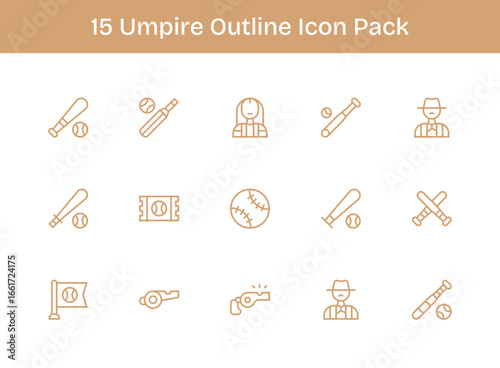 Outline Style Umpire Icons - 15 Vectors