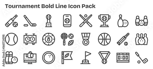 24 Bold Outline Vectors for Tournament Theme