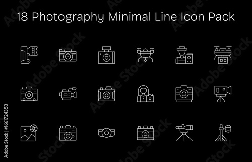 18 Icons for Photography in Minimal Line Format