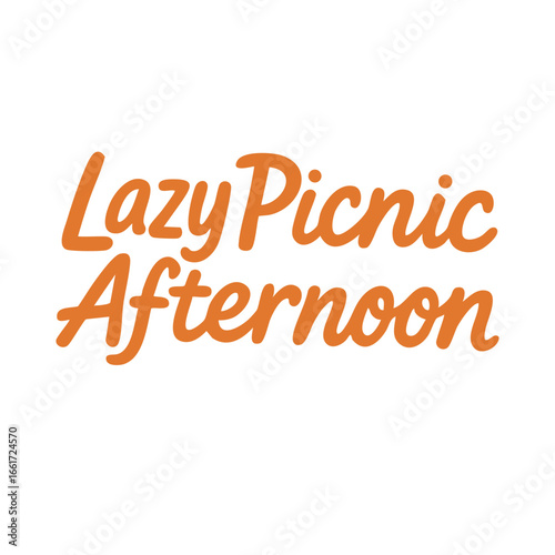 Hand drawn lettering quote lazy picnic afternoon in flat vector style with simple decorative design.