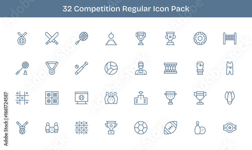 Competition Vector Set - 32 Regular Line Icons