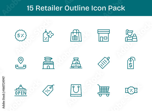 15 Outline Vectors for Retailer Theme