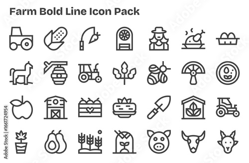 28 Farm Icons in Extra Bold Line Aesthetic