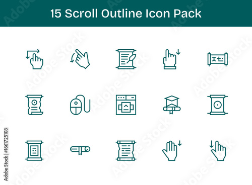 15 Outline Designs - Scroll Vector Icons