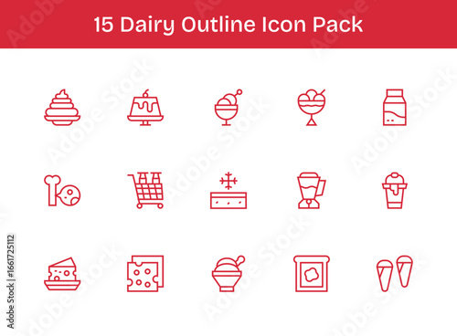 15 Dairy Icons in Outline Aesthetic