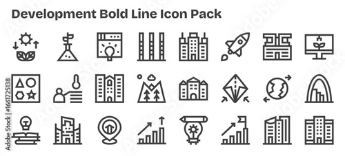 24 Bold Outline Designs - Development Vector Icons