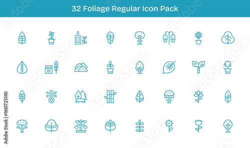 32 Regular Line Vectors for Foliage Theme