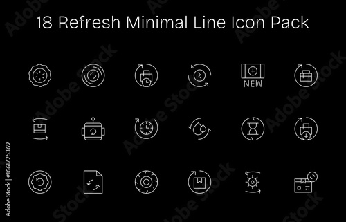 Minimal Line Icons - Refresh Set with 18 Vectors