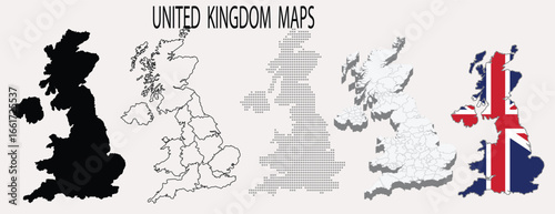 UK political map,UK Federation region, High resolution UK administrative map,outline, 3d , silhoutte map of UK