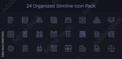 Organized Icon Set - 24 Slim Line Graphics