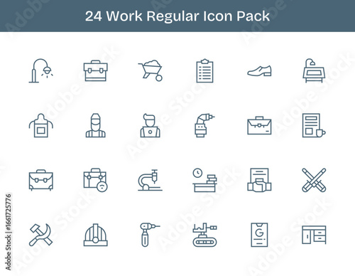 Work - 24 Icons in Regular Outline Design