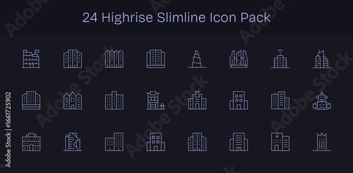 HighRise Icon Set - 24 Slim Line Graphics