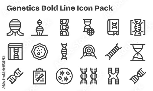 Bold Line Style Genetics Icons - 18 Vectors