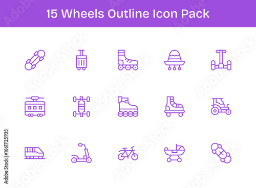Outline Icons - Wheels Set with 15 Vectors