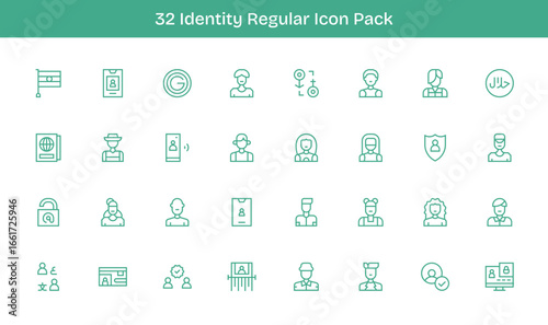 32 Identity Icons in Regular Line Aesthetic