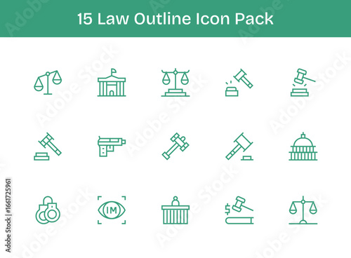15 Law Icons in Outline Aesthetic