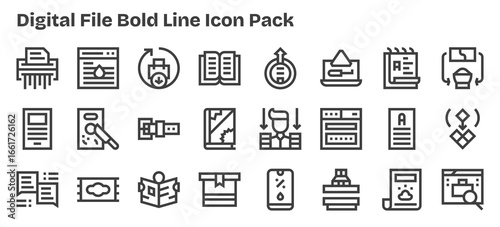 Digital File Design Icons - 24 in Bold Outline Style