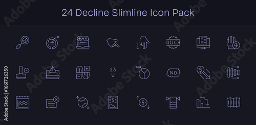 Slim Line Icons - Decline Set with 24 Vectors