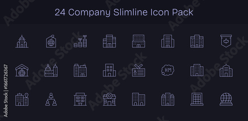 24 Icons for Company in Slim Line Format