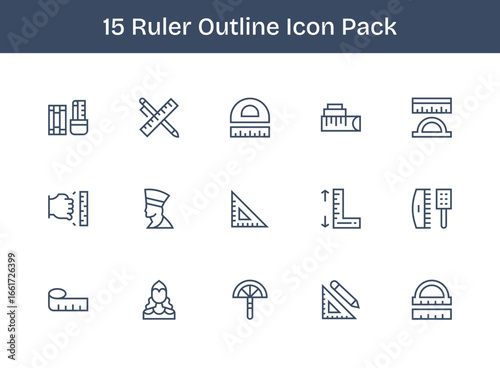 15 Outline Icons - Ruler Graphics