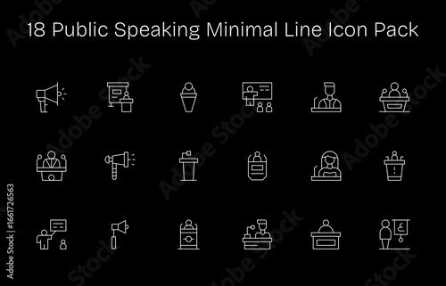 Public Speaking Visual Pack - 18 Minimal Line Icons