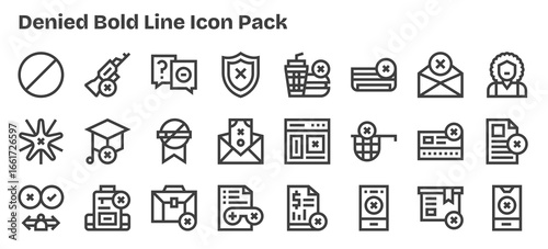 Denied - 24 Icons in Bold Outline Design