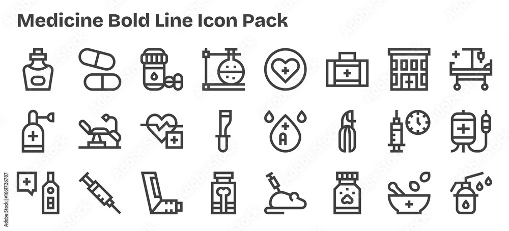 Fototapeta premium Medicine Visual Pack - 24 Bold Outline Icons