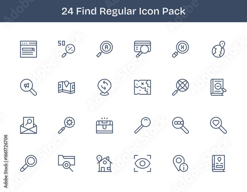 Find Icon Collection - 24 Regular Outline Designs