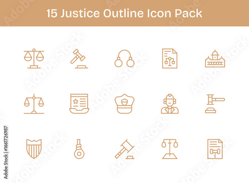 15 Outline Style Icons - Justice Collection