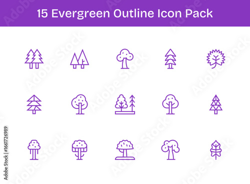 15 Outline Designs - Evergreen Vector Icons