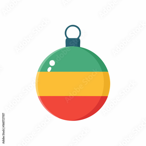 Christmas Ornament with Green Yellow Red Bands and Hanging Loop