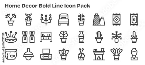 Home Decor Vector Set - 24 Bold Outline Icons