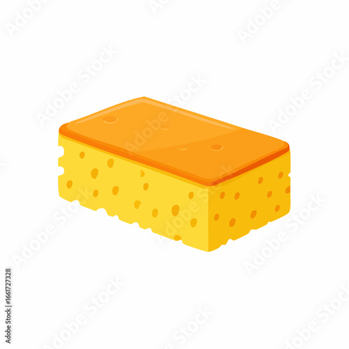 Cartoon illustration of an orange and yellow rectangular sponge