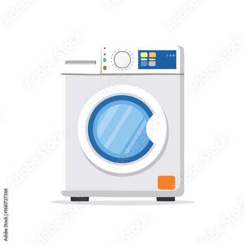Modern Front Load Washing Machine with Digital Display and Blue Door