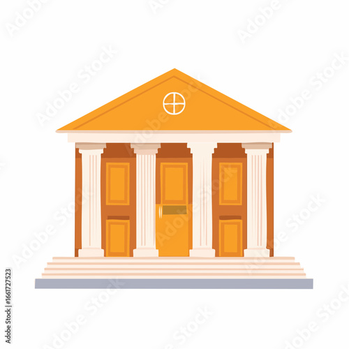 Classic Architecture Building with Columns, Pediment, and Entrance Stairs