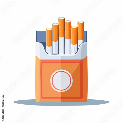 Illustrated Pack of Cigarettes with Orange and White Design and Visible Cigarettes
