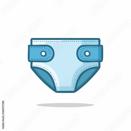 Cartoon style blue baby diaper isolated, illustration of nappy for infant