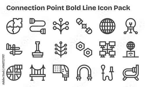18 Connection Point Icons in Bold Line Aesthetic