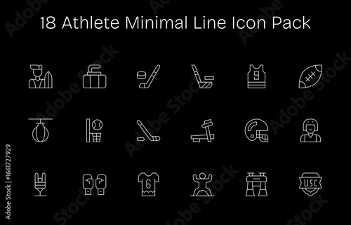 18 Minimal Line Style Icons - Athlete Collection