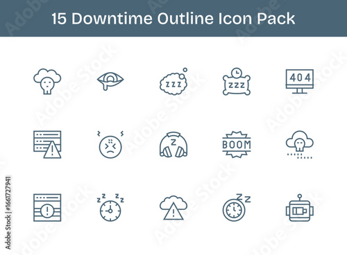 Downtime - 15 Icons in Outline Design