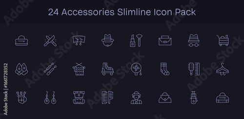 24 Slim Line Designs - Accessories Vector Icons