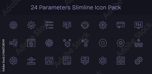 Slim Line Style Parameters Icons - 24 Vectors