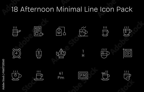 Afternoon Icon Set - 18 Minimal Line Graphics